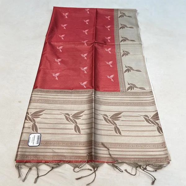 Red_Printed_Floral_Silk_And_Polyster_Saree_For_Women