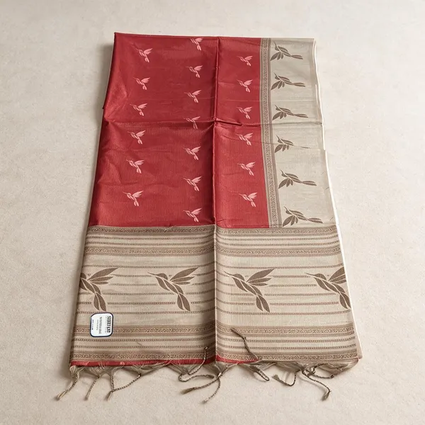 Red_Printed_Floral_Silk_And_Polyster_Saree_For_Women
