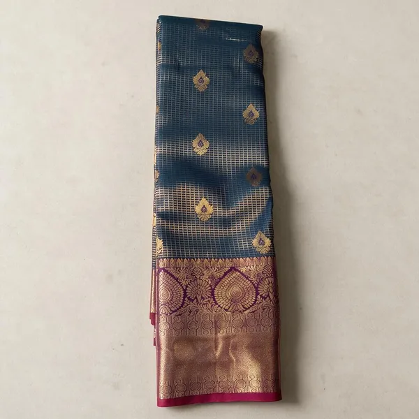 Blue_Silk_And_Polyster_Zari_Border_Saree_For_Women