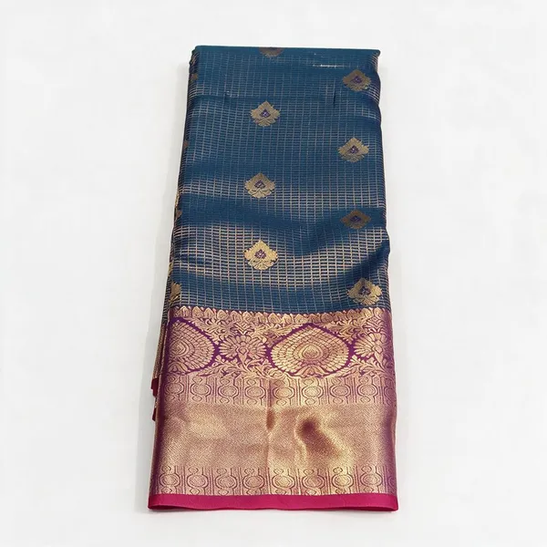 Blue_Silk_And_Polyster_Zari_Border_Saree_For_Women
