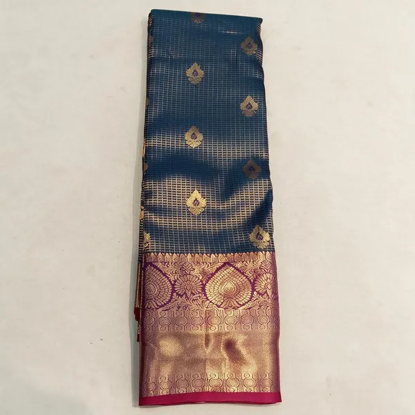 Blue_Silk_And_Polyster_Zari_Border_Saree_For_Women