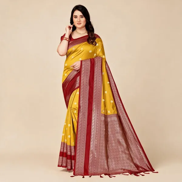 Purple_Floral_Print_Silk_&_Polyster_Saree_For_Women