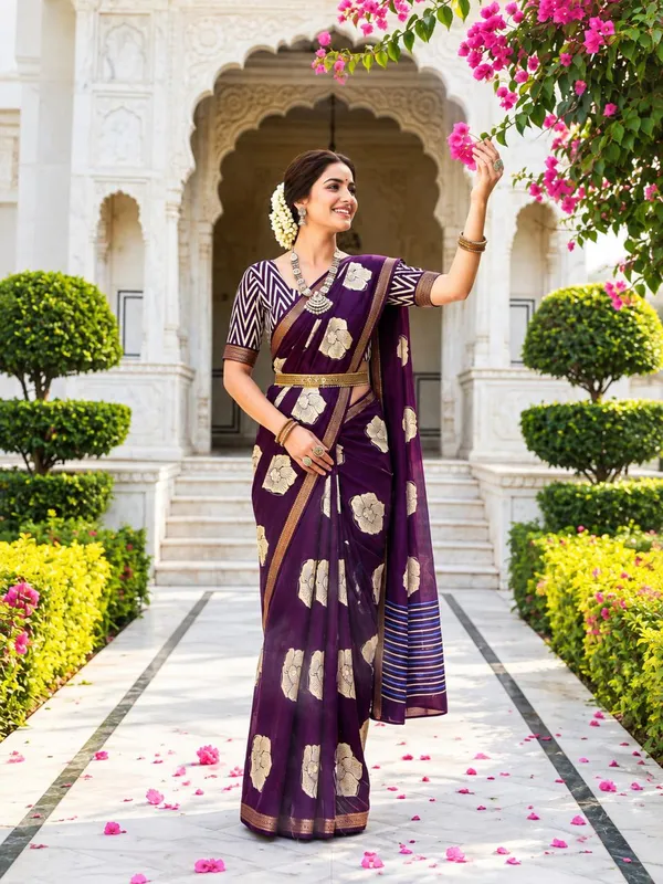 Purple_Floral_Print_Saree_for_Women