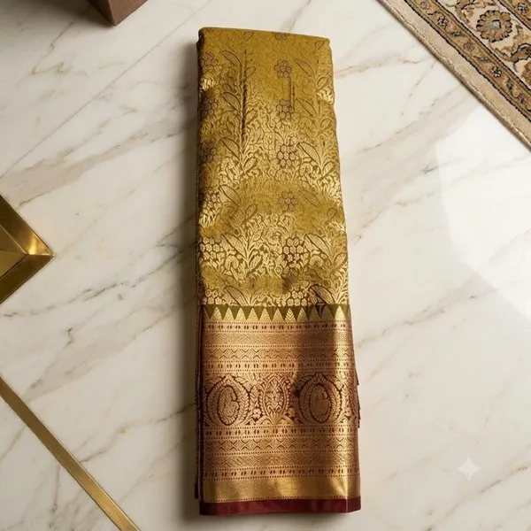 Gold_Brocade_Traditional_Silk_And_Polyster_Saree_For_Women