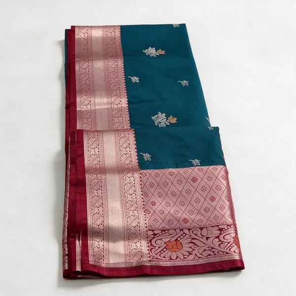 Red_Floral_Silk_And_Polyster_Saree_For_Women