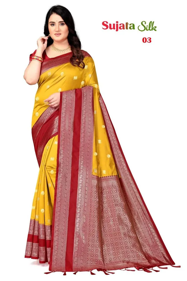 Yellow_Silk_Woven_Saree_For_Women