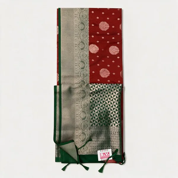 Red_Banarasi_Silk_And_Polyster_Saree_For_Women