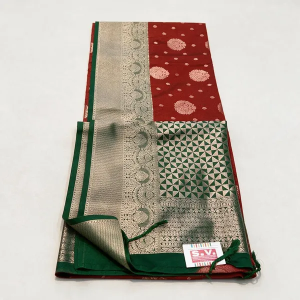 Red_Banarasi_Silk_And_Polyster_Saree_For_Women