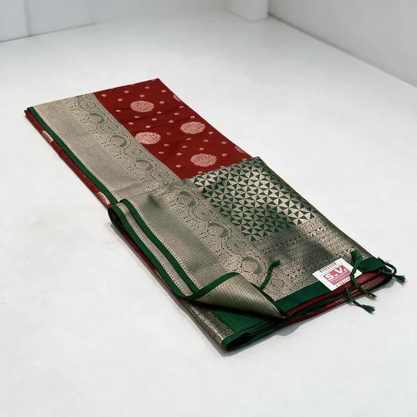 Red_Banarasi_Silk_And_Polyster_Saree_For_Women