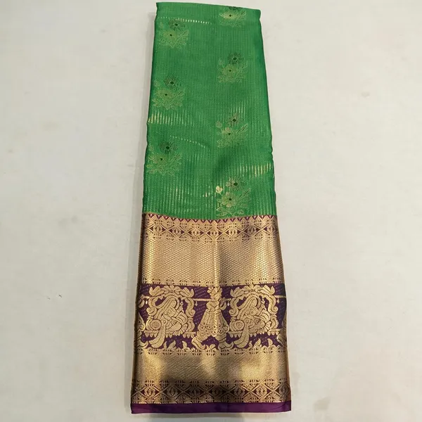Green_Silk_&_Polyster_Zari_Border_Saree_For_Women