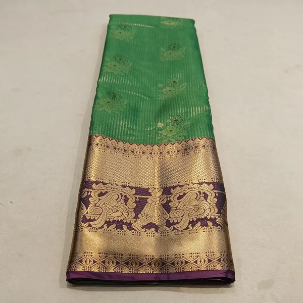Green_Silk_&_Polyster_Zari_Border_Saree_For_Women
