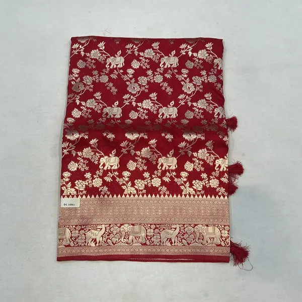 Red_Printed_Silk_And_Polyster_Saree_For_Women