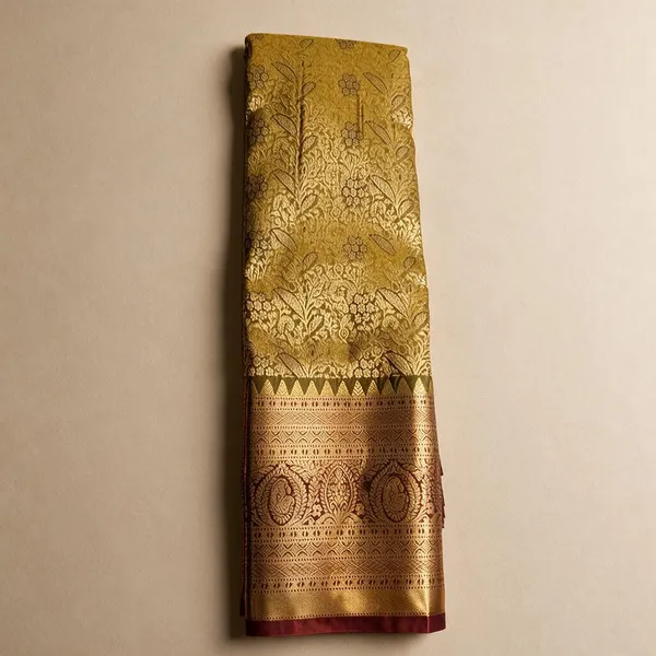 Gold_Brocade_Traditional_Silk_And_Polyster_Saree_For_Women