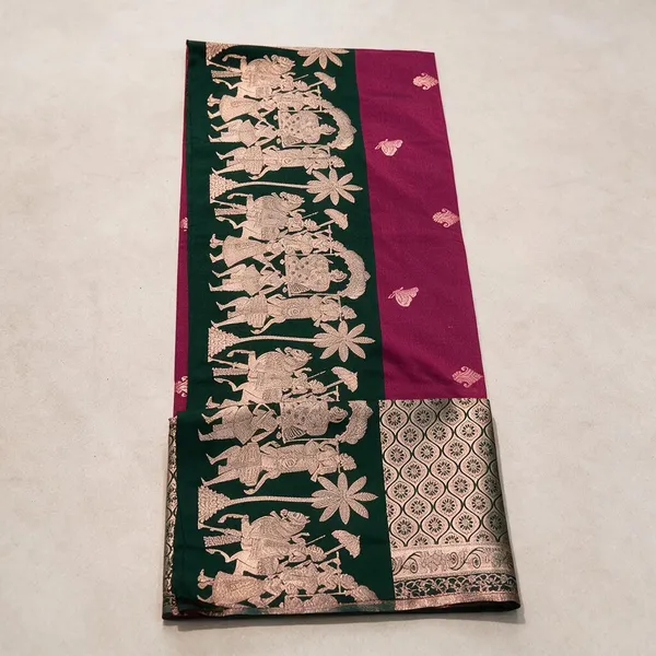 Green_And_Magenta_Traditional_Silk_And_Polyster_Saree_For_Women
