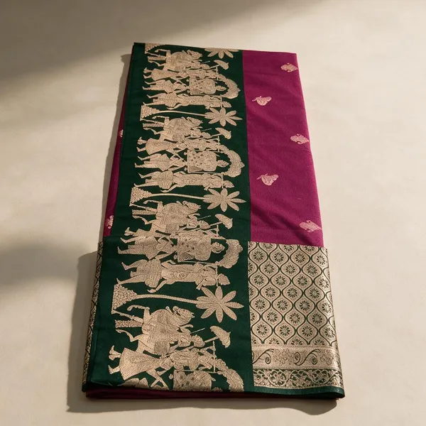 Green_And_Magenta_Traditional_Silk_And_Polyster_Saree_For_Women