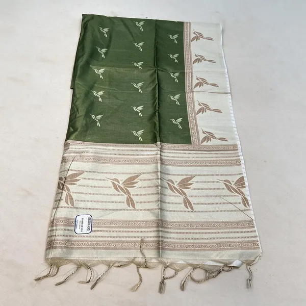 Green_Cotton_Floral_Print_Saree_Silk_And_Polyster_For_Women