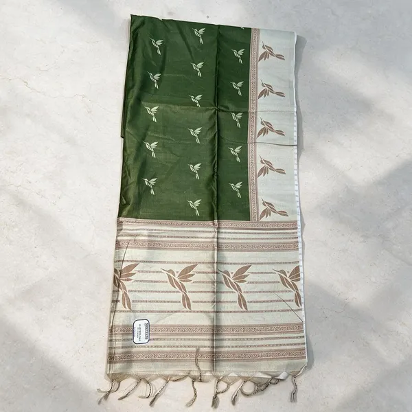 Green_Cotton_Floral_Print_Saree_Silk_And_Polyster_For_Women