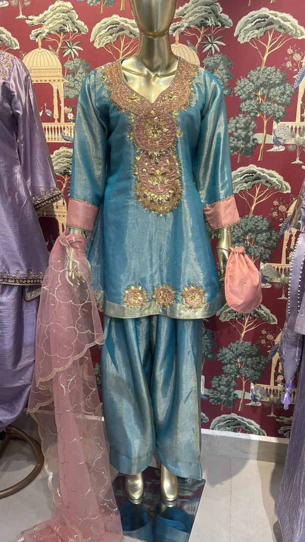 Teal_Tissue_Embroidered_Salwar_Suit_Set_For_Women