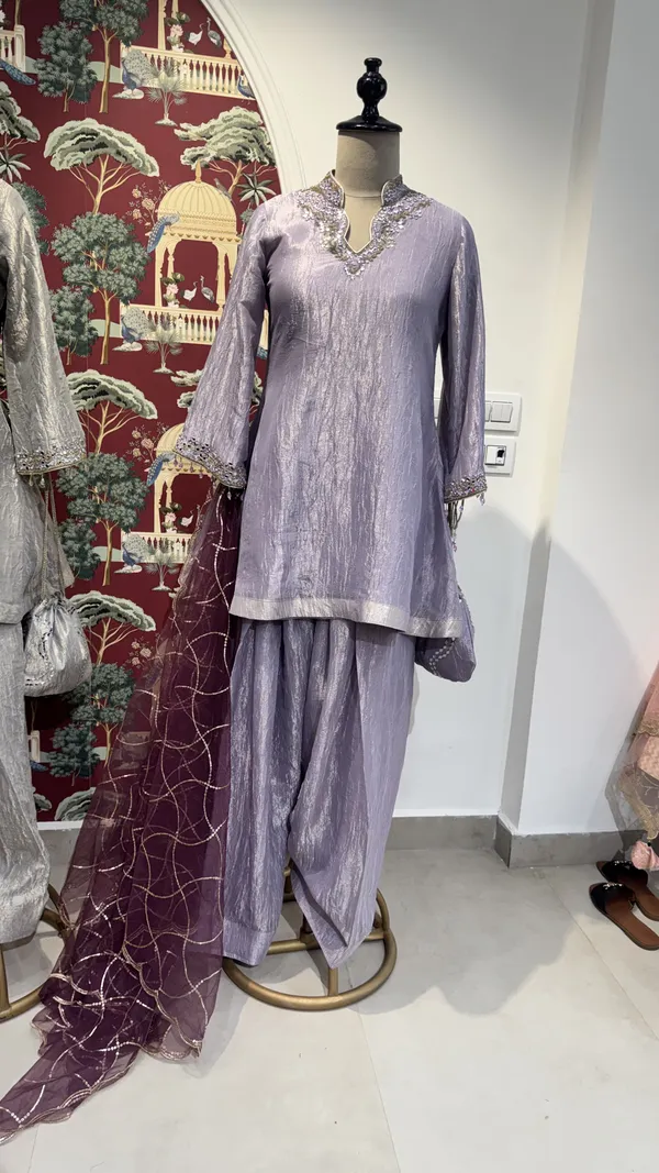 Lavender_Crushed_Tissue_Straight_Kurta_Set_For_Women