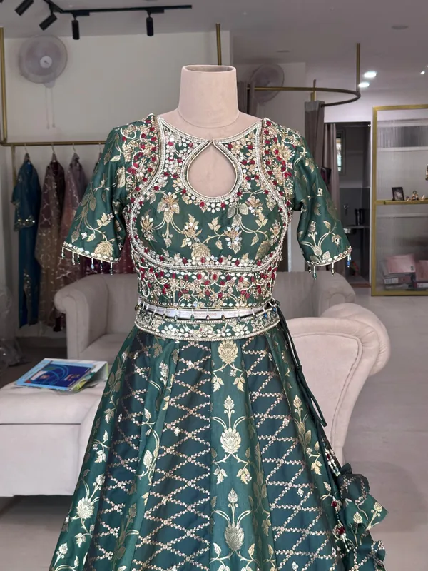 Green_Banarasi_Brocade_Embroidered_Lehenga_Choli_For_Women