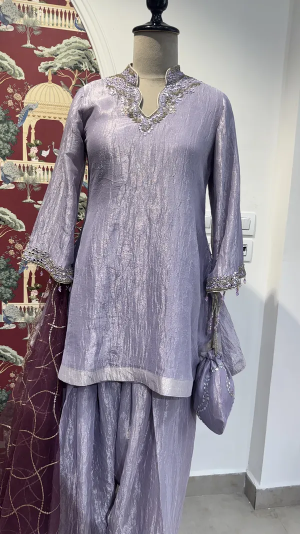 Lavender_Crushed_Tissue_Straight_Kurta_Set_For_Women