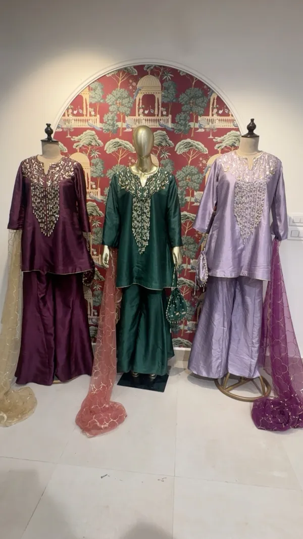 Green_Silk_Satin-Finish_Embellished_Kurta_Set_For_Women
