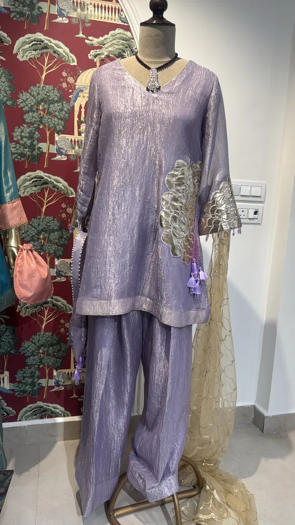 Lavender_Crushed_Tissue_Shimmer_Straight_Kurta_Palazzo_Set_For_Women