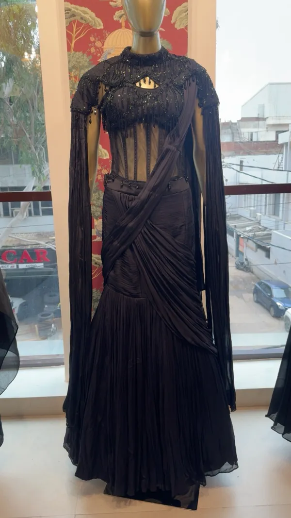 Black_Georgette_Net_Draped_Corset_Maxi_Dress_For_Women