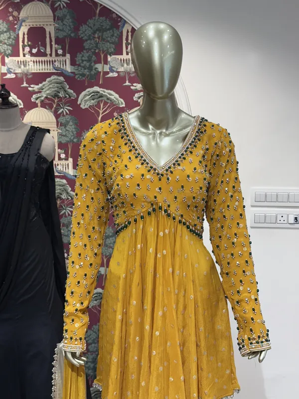 Yellow_Georgette_Embellished_Anarkali_Suit_Set_For_Women