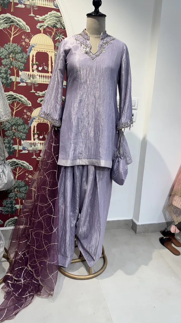 Lavender_Crushed_Tissue_Straight_Kurta_Set_For_Women