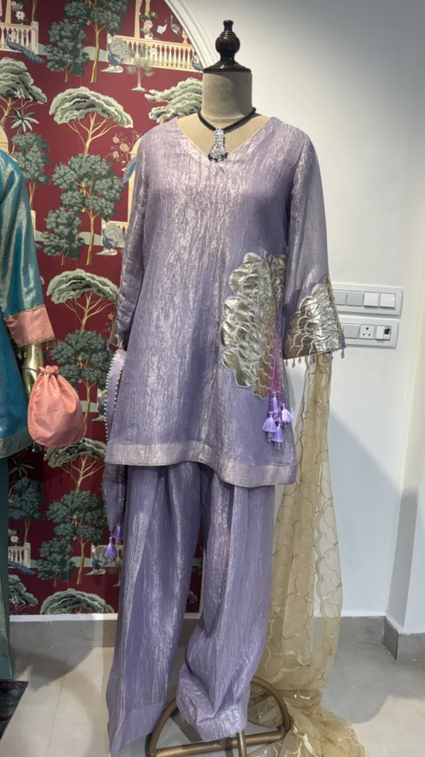 Lavender_Crushed_Tissue_Shimmer_Straight_Kurta_Palazzo_Set_For_Women