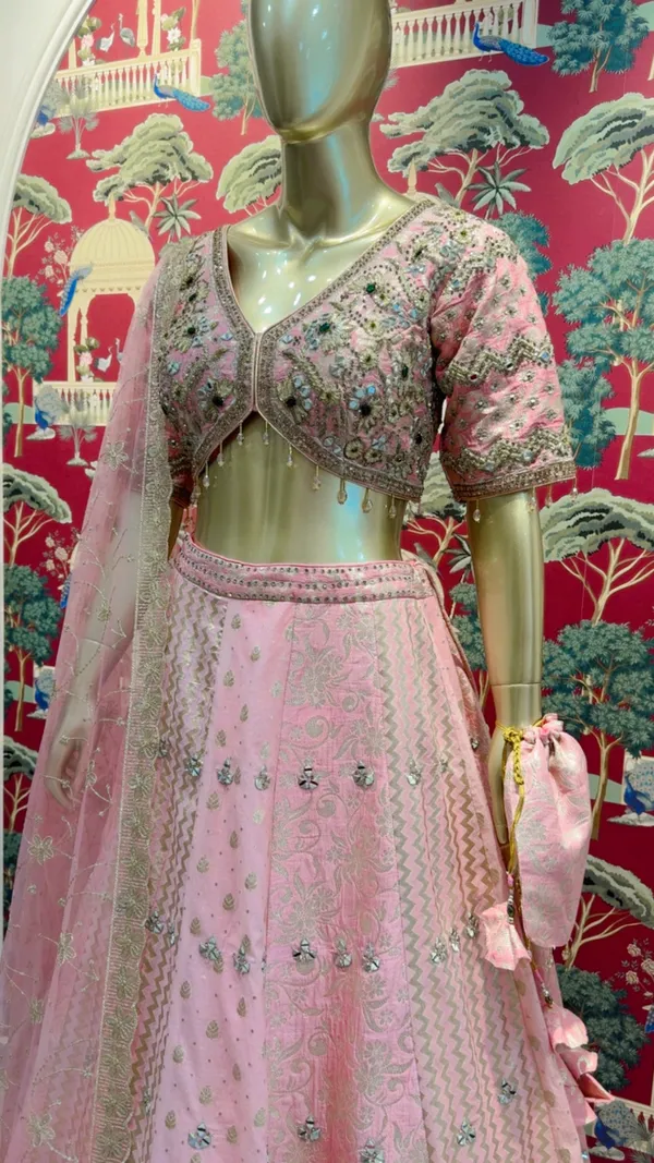 Pink_Chanderi_Brocade_Embroidered_Lehenga_Choli_Set_For_Women