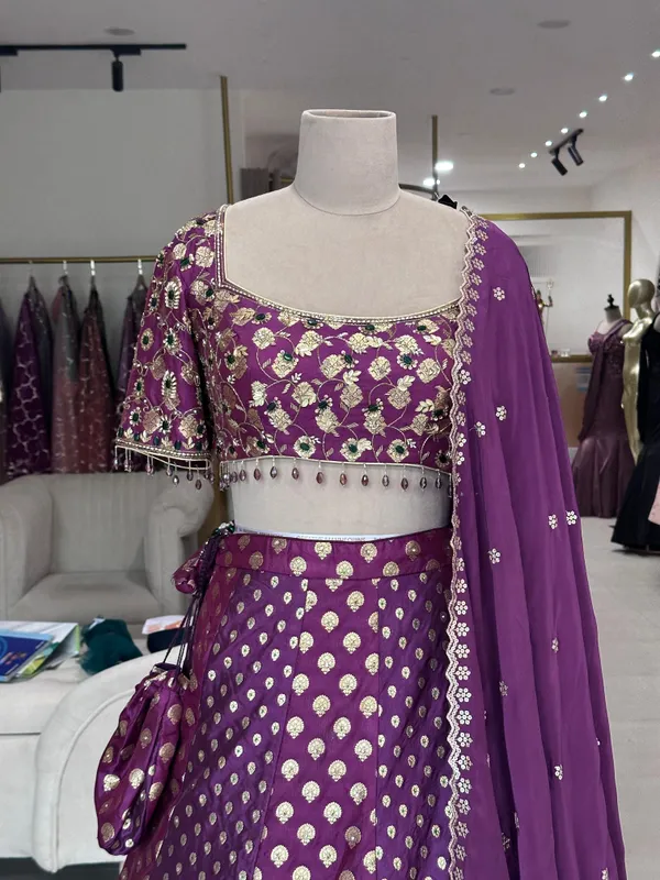 Purple_Banarasi_Brocade_Embellished_Lehenga_Choli_Set_For_Women