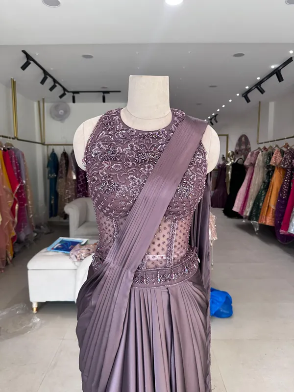 Mauve_Satin_Net_Embellished_Draped_Gown_For_Women