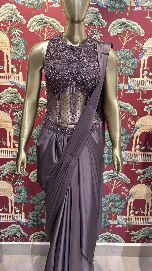 Mauve_Satin_Net_Embellished_Draped_Gown_For_Women