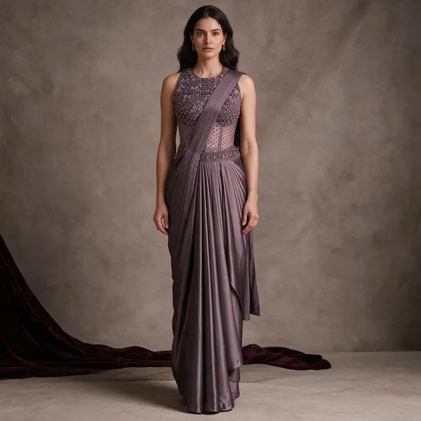Mauve_Satin_Net_Embellished_Draped_Gown_For_Women