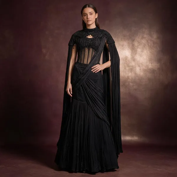 Black_Georgette_Net_Draped_Corset_Maxi_Dress_For_Women