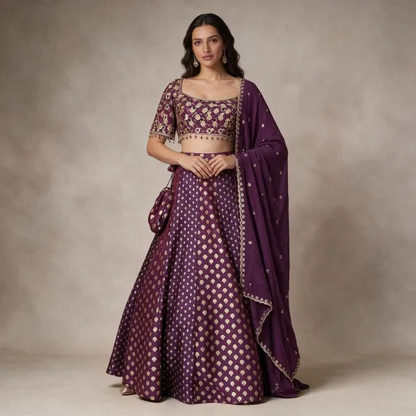 Purple_Banarasi_Brocade_Embellished_Lehenga_Choli_Set_For_Women