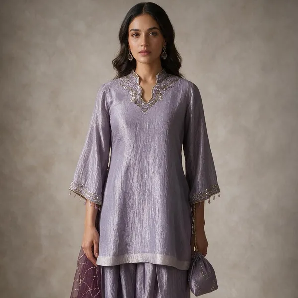 Lavender_Crushed_Tissue_Straight_Kurta_Set_For_Women