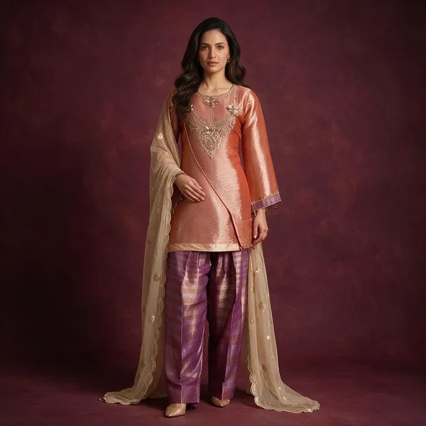 Pink_Tissue_Embellished_Kurta_Set_For_Women