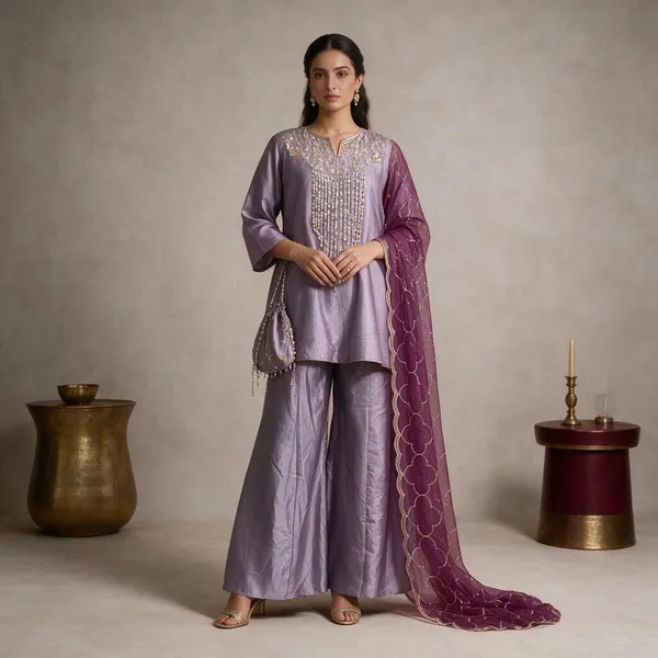 Lavender_Silk_Embellished_Kurta_Sharara_Set_For_Women