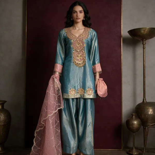 Teal_Tissue_Embroidered_Salwar_Suit_Set_For_Women