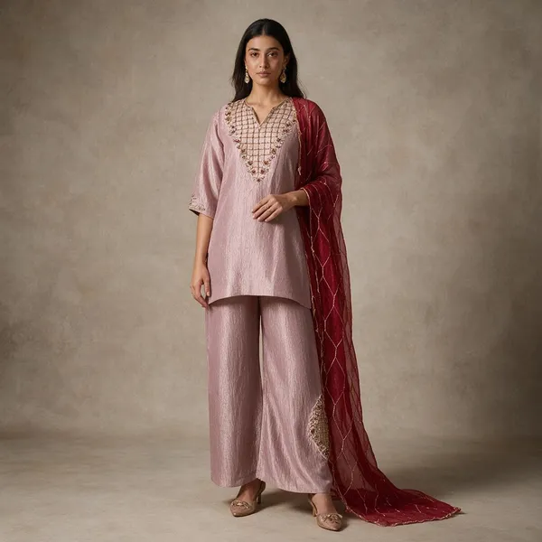 Lilac_Crushed_Tissue_Embroidered_Kurta_Set_For_Women
