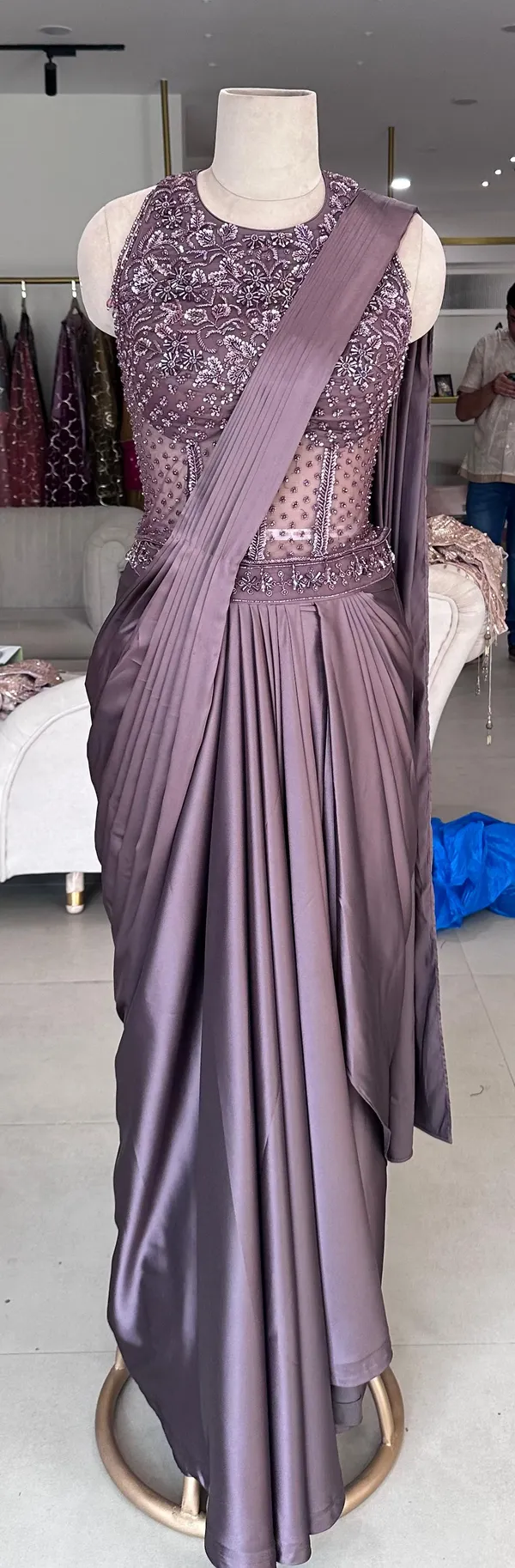 Mauve_Satin_Net_Embellished_Draped_Gown_For_Women
