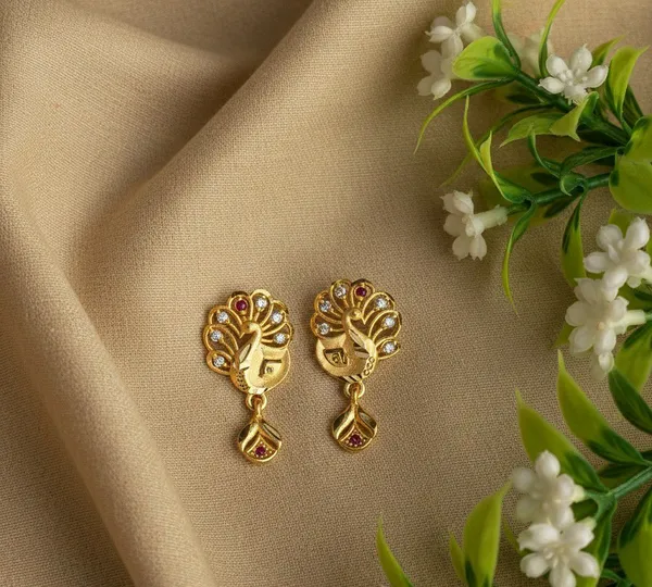 Gold_Tone_Peacock_Drop_Earrings_for_Women