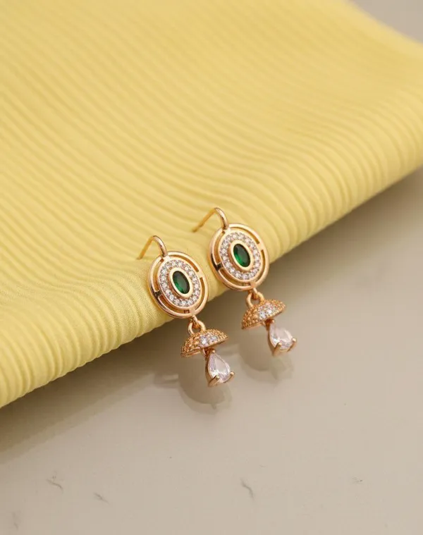 Gold_Tone_Circular_Drop_Earrings_for_Women
