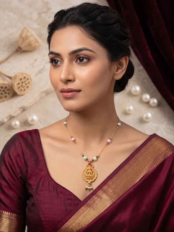 Gold_Tone_Beaded_Lakshmi_Pendant_Necklace_for_Women