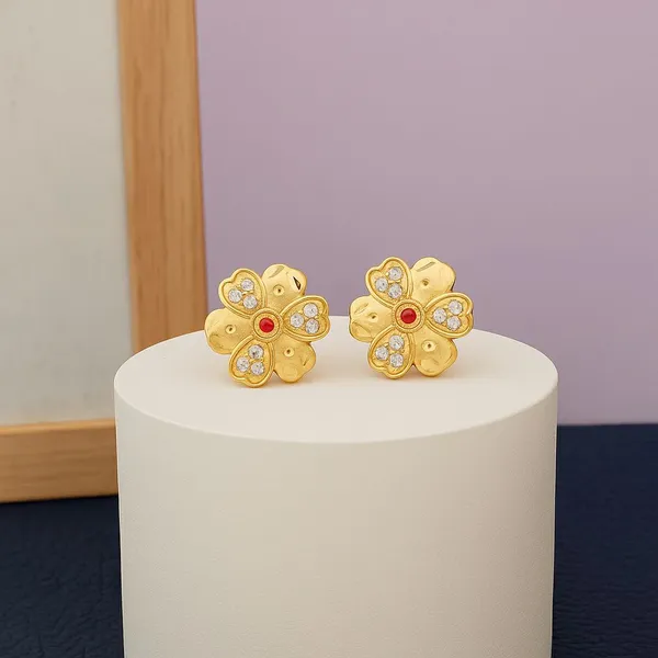 Gold_Tone_Floral_Stud_Earrings_for_Women