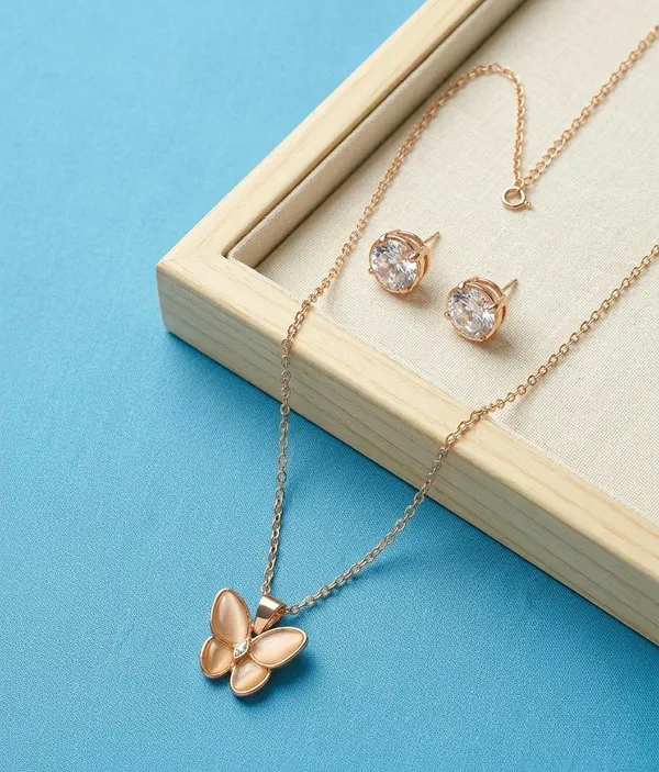 Rose_Gold_Butterfly_Necklace_And_Earrings_Set_for_Women