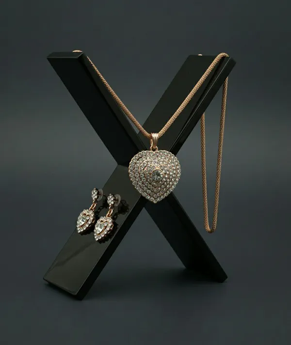 Gold-Tone_Heart_Pendant_Necklace_And_Earrings_Set